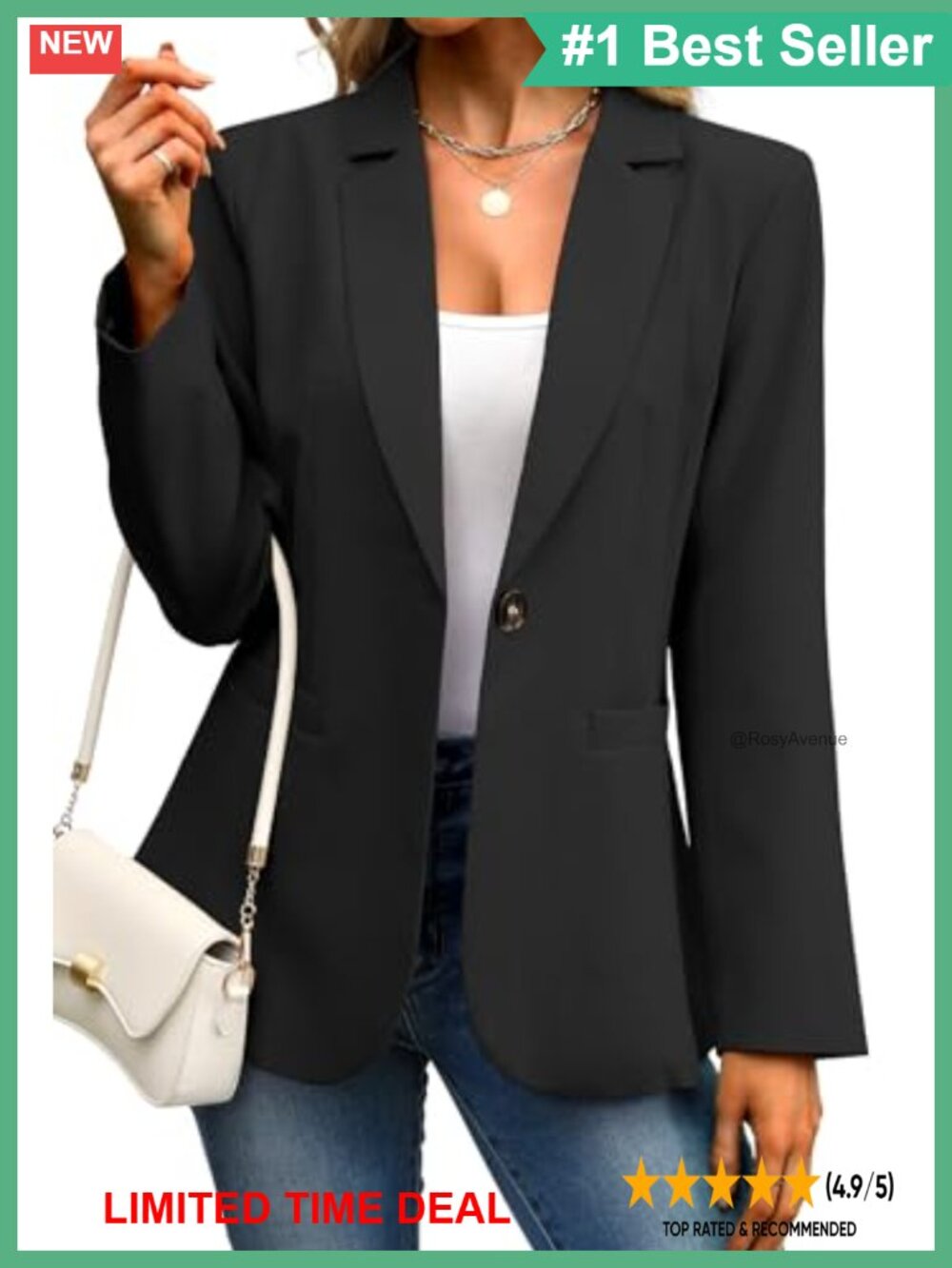 Women's Slim Fit Business Blazer Notch Collar Long Sleeve